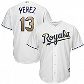 Kansas City Royals #13 Salvador Perez World Series Champions Patch White-Gold Jersey,baseball caps,new era cap wholesale,wholesale hats